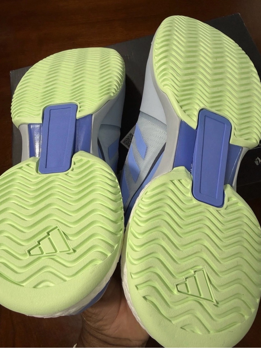 adidas Light Gray Sneakers with Pale Blue Logo - Picture 5 of 6